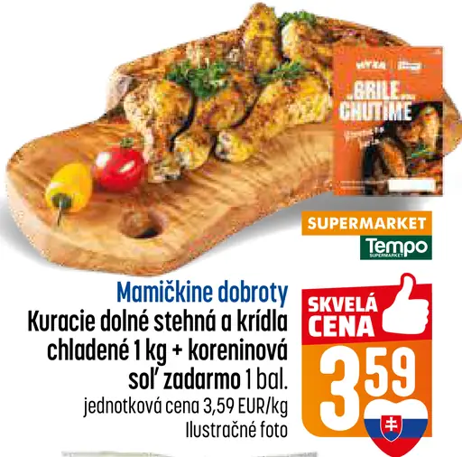 Kuracie stehná bez kosti a krídla chladené + koreninová soľ