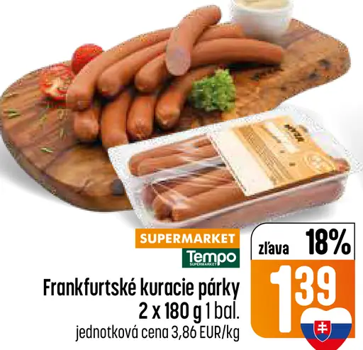 Tempo frankfurtské kuracie párky