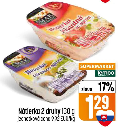 Nátierka syrová rôzne druhy