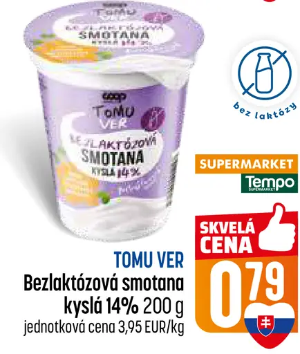 TOMI VER Bezlaktózová smotana kyslá 14%
