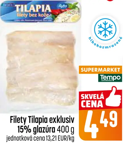 Tilapia filety exkluzívne 15% glazúra