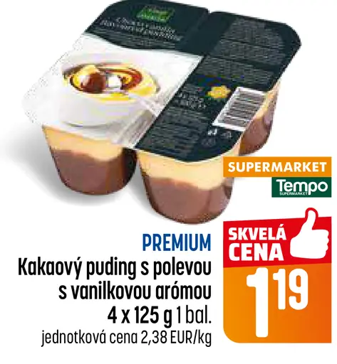 Kakaový puding s polevou s vanilkovou arómou