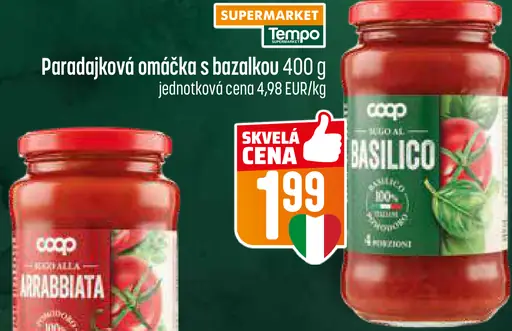 Coop pomodoro alla basilico paradajková omáčka s bazalkou