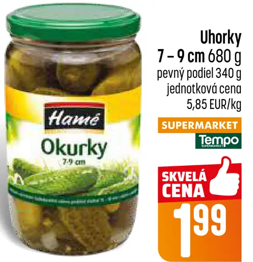 Hamé uhorky 7–9 cm v náleve
