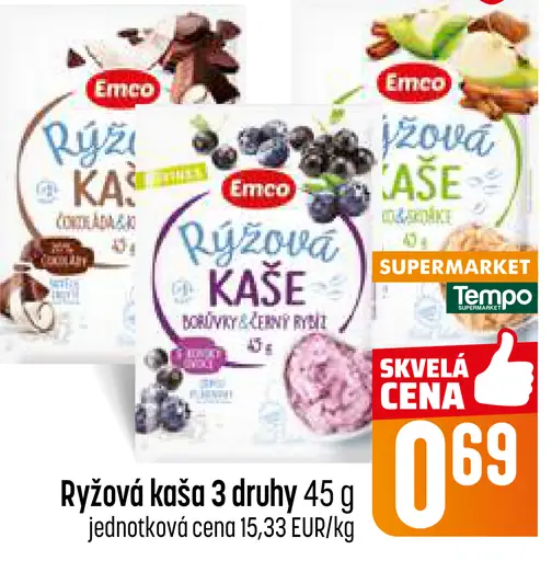 Emco ryžová kaša rôzne druhy