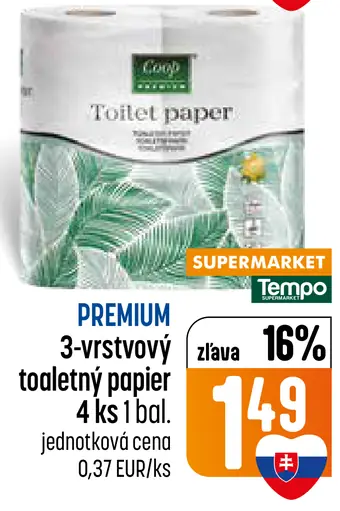 Coop Premium toaletný papier 3-vrstvový 8 roliek