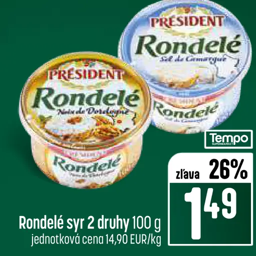 Président Rondelé syr nátierkový 2 druhy