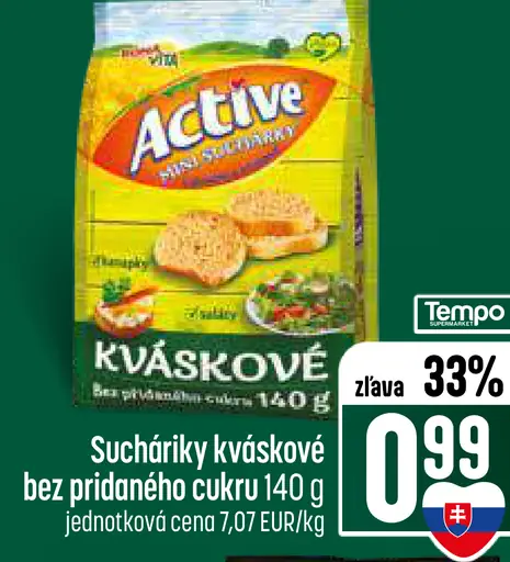 Active Sušienky kváskové bez pridaného cukru