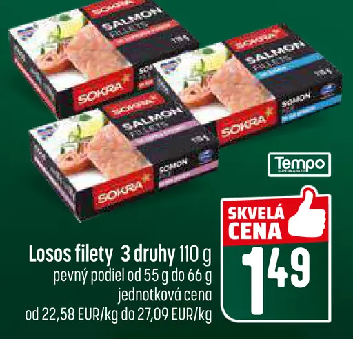 Sokra losos filety 3 druhy mrazené