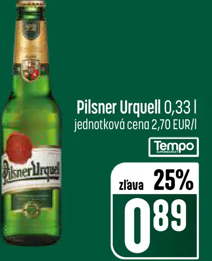 Pilsner Urquell pivo fľaša
