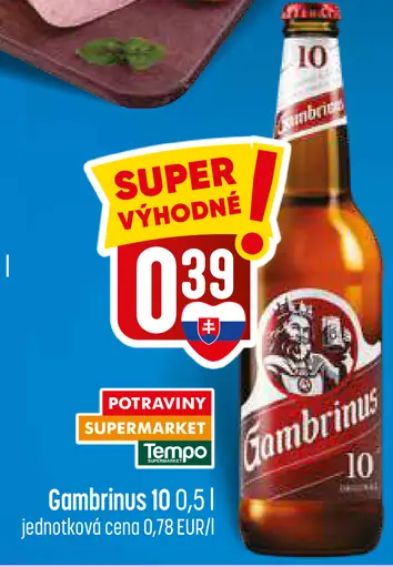 Gambrinus 10 pivo fľaša