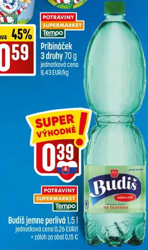 Budiš Prírodná minerálna voda jemne perlivá