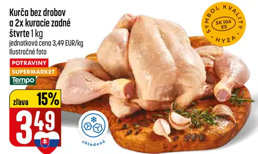 Kurča bez drobov a 2x kuracie zadné štvrte