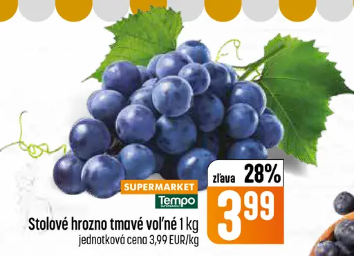 Stolové hrozno tmavé voľné