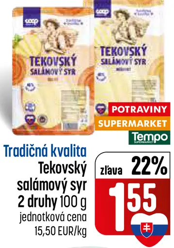 Tempo Tekovský salámový údený syr