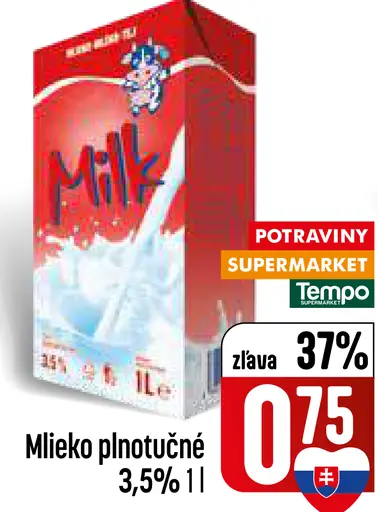 Milk polotučné 3,5 %