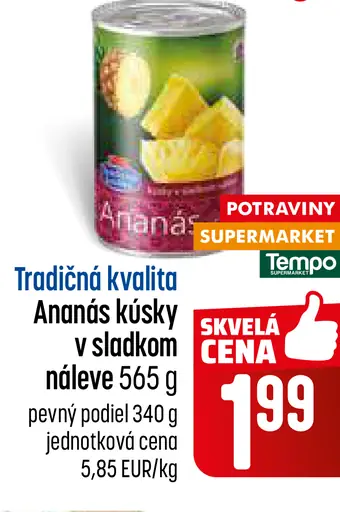 Tradičná kvalita ananás kúsky v sladkom náleve