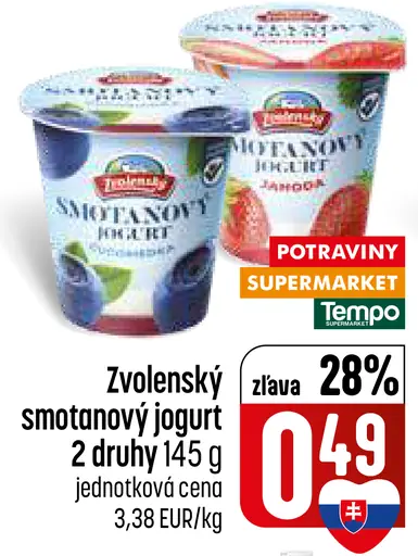 Zvolenský smotanový jogurt 2 druhy