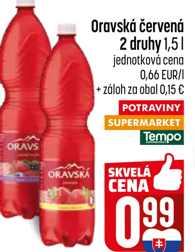Oravská červená ochutená voda rôzne druhy