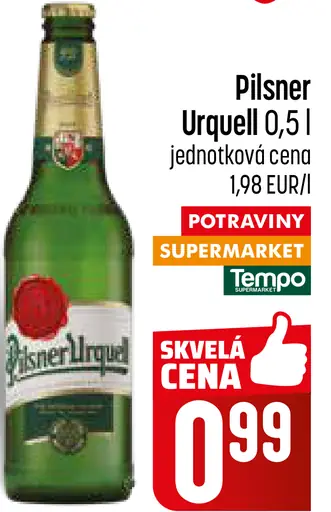 Pilsner Urquell pivo fľaša