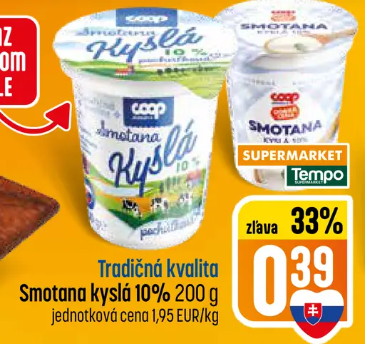 Coop Jednota Smotana kyslá 10%