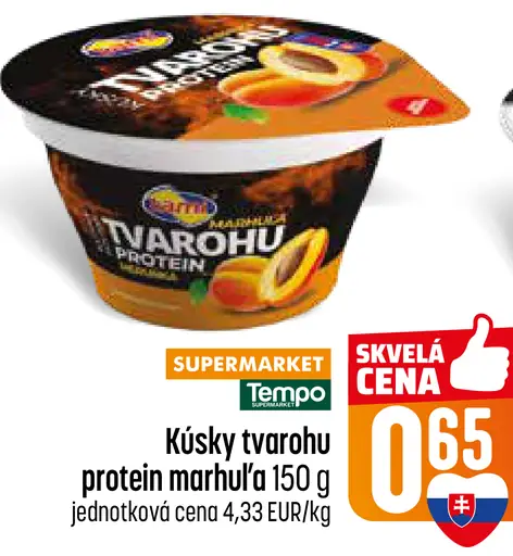 Kúsky tvarohu proteín marhuľa dezert
