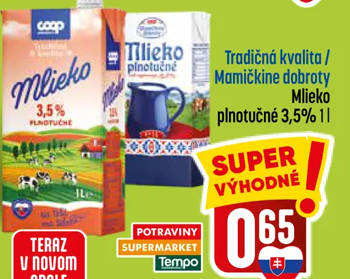 Tradičná kvalita / Mamičkine dobroty Mlieko plnotučné 3,5 %