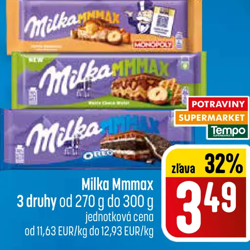 Milka MMMax čokoláda rôzne druhy