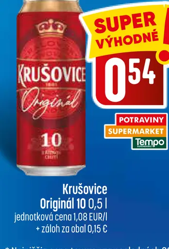 Krušovice Originál 10 plechovka