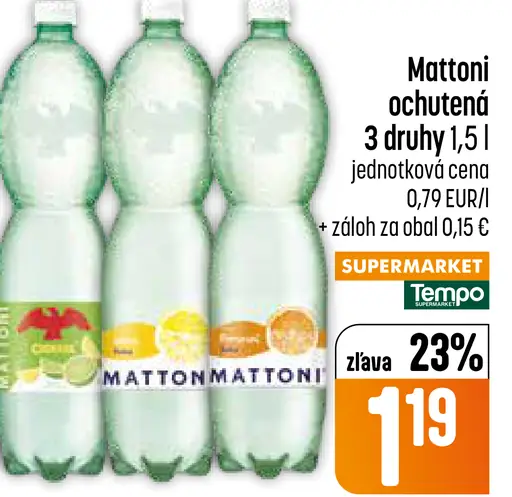 Mattoni ochutená minerálna voda viac druhov