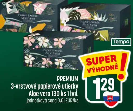 Premium 3-vrstvové papierové utierky Aloe vera