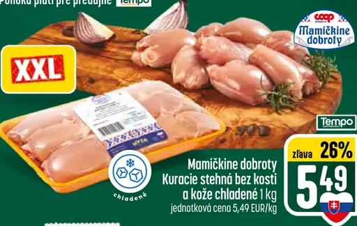 Mamičkine dobroty kuracie stehná bez kosti a kože chladené