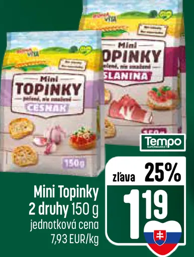 Tempo Mini Topinky cesnak, slanina rôzne druhy