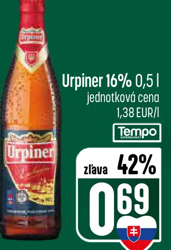 Urpiner pivo 12 % fľašové