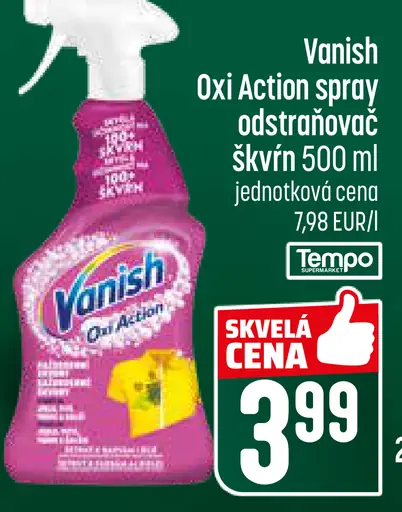 Vanish Oxi Action spray odstraňovač škvŕn
