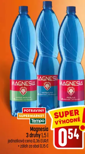 Magnesia minerálna voda rôzne druhy