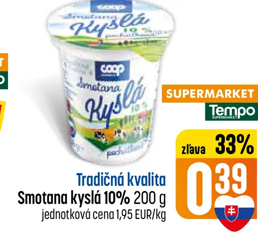 Tradičná kvalita Smotana kyslá 10%