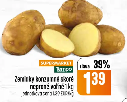 Zemiaky konzumné skoré neprané voľné