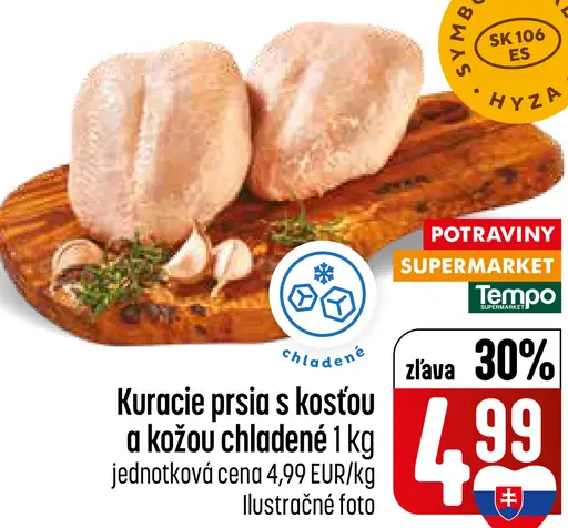 Kuracie prsia s kosťou a kožou chladené