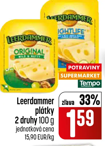 Leerdammer plátky syr 2 druhy