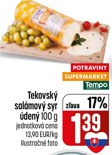 Tekovský salámový syr údený 45%