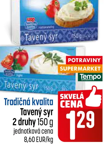 Tradičná kvalita tavený syr rozotierateľný 2 druhy