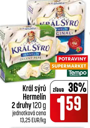 Kráľ syrov Hermelín syr 2 druhy