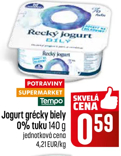 Jogurt grécky biely 0 % tuku