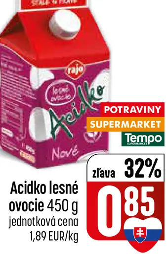 Acidko lesné ovocie kyslomliečny nápoj