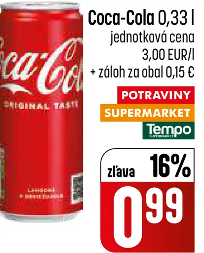 Coca-Cola sýtený nápoj plechovka