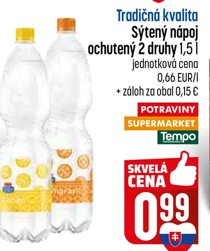 Tradičná kvalita sýtený nápoj ochutený 2 druhy