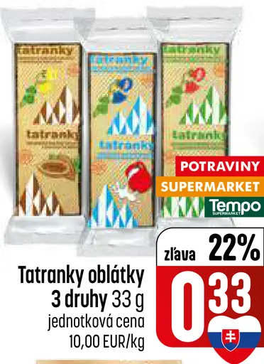 Tatranky oblátky rôzne druhy
