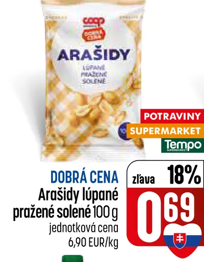 Dobrá cena Arašidy lúpané pražené solené
