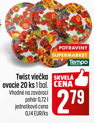 Twist viečka ovocie 20 ks vzor jahody